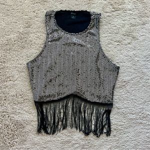 Nasty Gal sequin/fringe crop top
